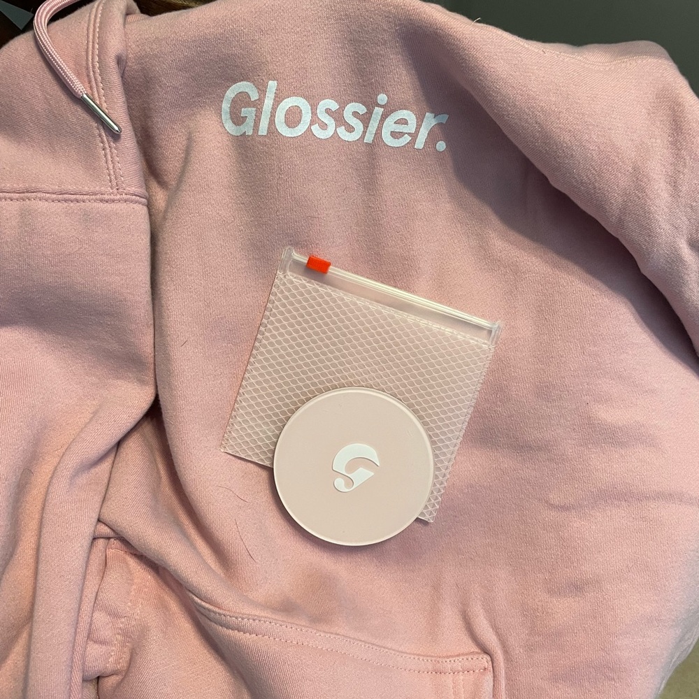 Glossier hoodie and limited edition Mirror